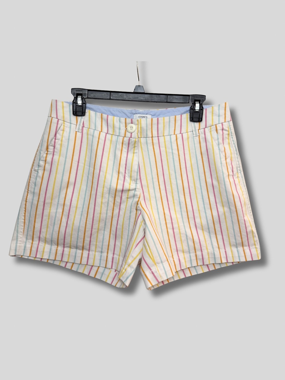 Crown & Ivy Pastel Stripe Women’s Caroline Shorts - White with Stripes